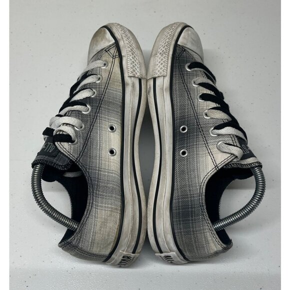 Converse All Star Low Top Sneakers Womens 9 Mens 7 Gray Plaid Double Laced Punk - Picture 6 of 10